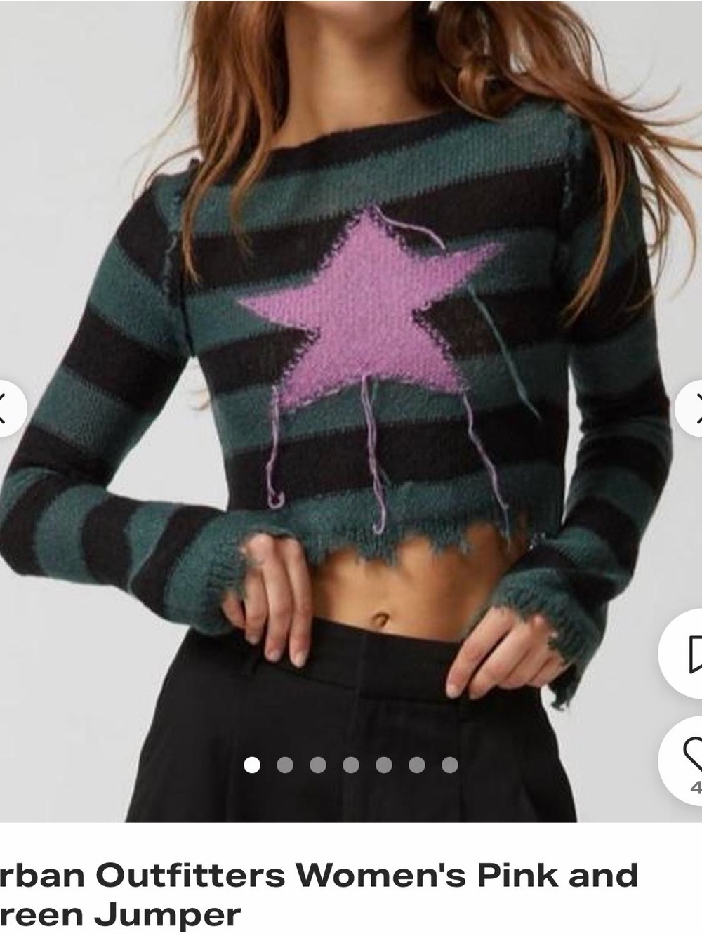 Striped Crop Sweater with Pink Star